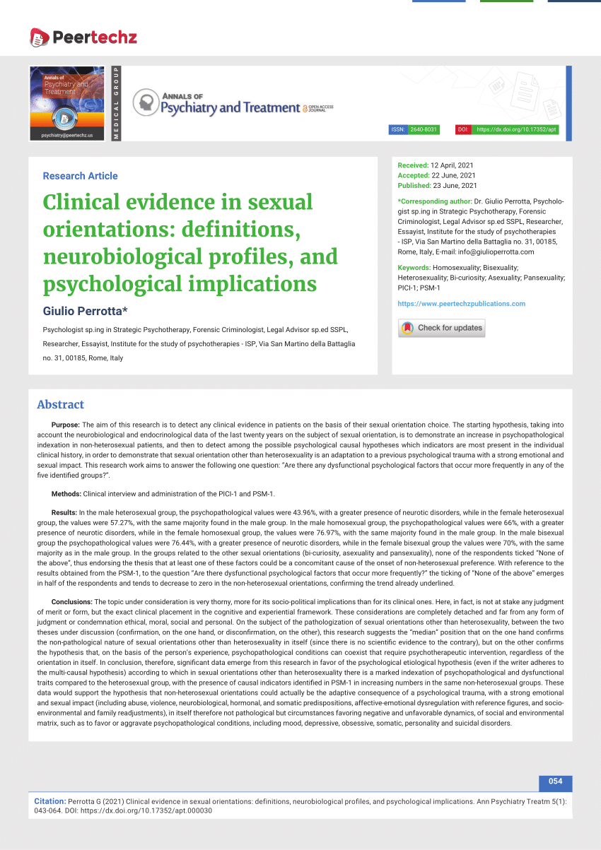 PDF) Clinical evidence in sexual orientations definitions, neurobiological profiles, and psychological implications picture