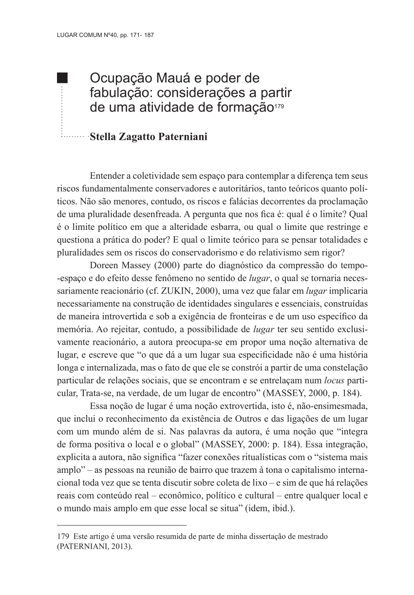 PDF) Política, fabulação e a ocupação Mauá: etnografia de uma experiência