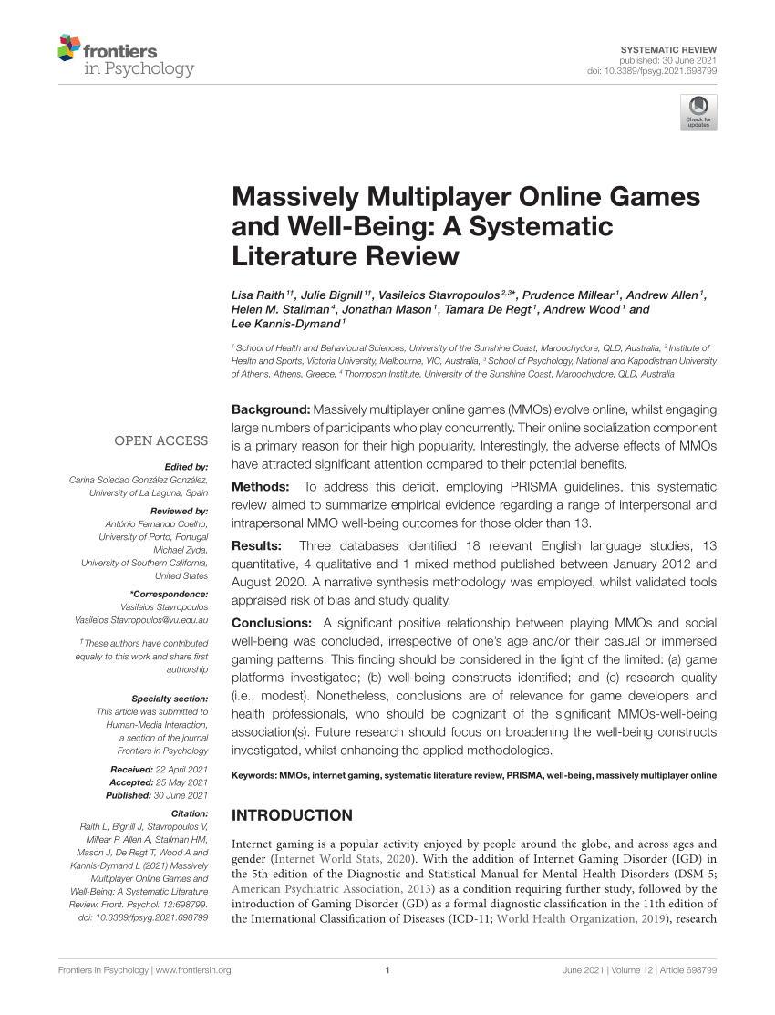 PDF] Player Communities in Multiplayer Online Games: A Systematic Review of  Empirical Research
