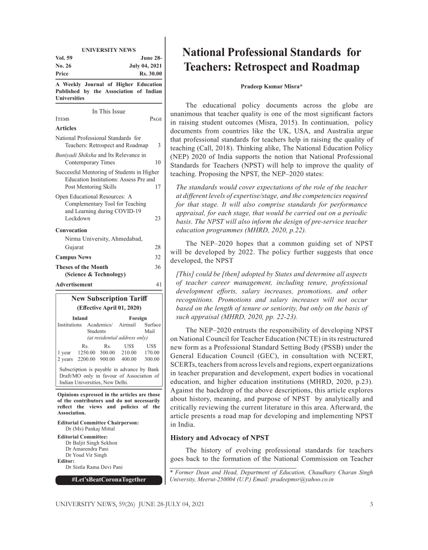 pdf-national-professional-standards-for-teachers-retrospect-and-roadmap