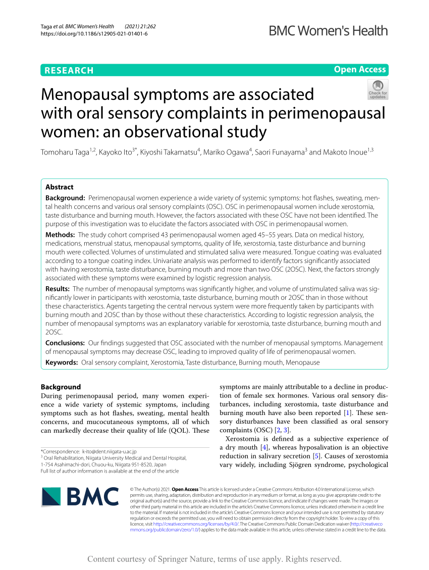 PDF) Dizziness in peri- and postmenopausal women is associated