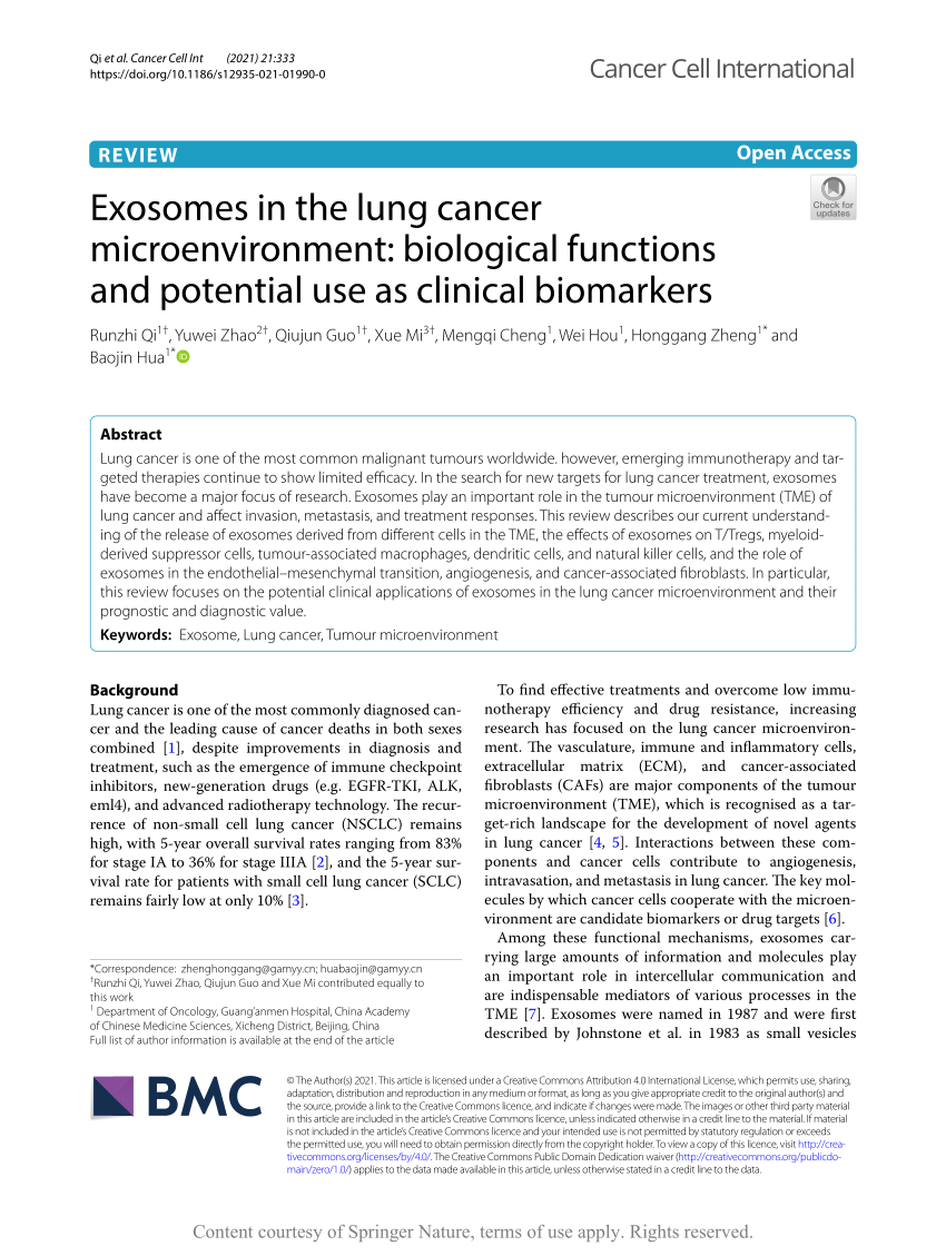 PDF) Exosomes in the lung cancer microenvironment: biological 