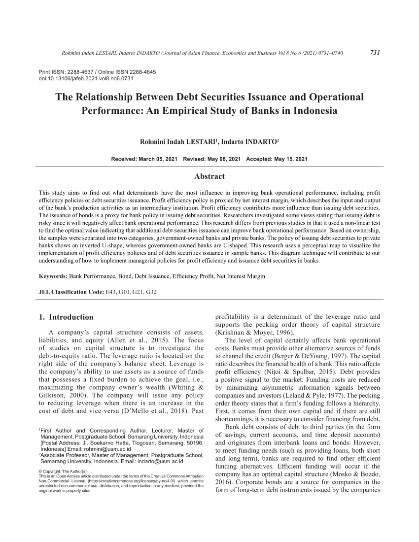 PDF) The Relationship Between Debt Securities Issuance and 