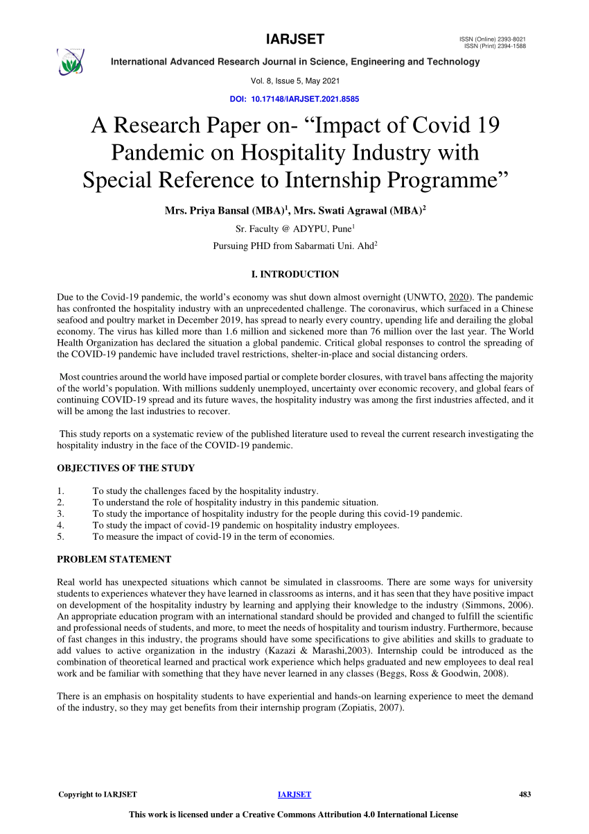 research paper on hospitality industry pdf