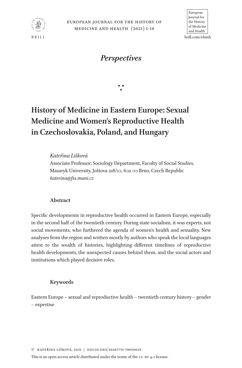 PDF History of Medicine in Eastern Europe Sexual Medicine and