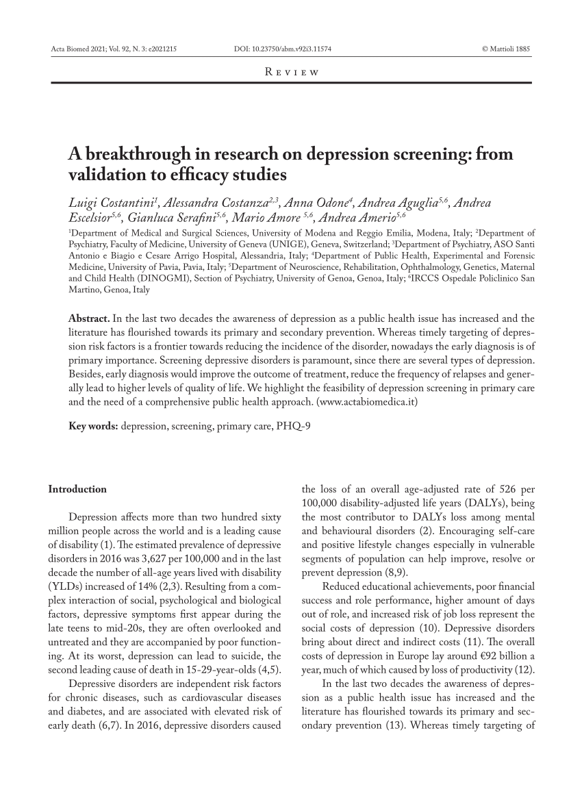 research study participants depression