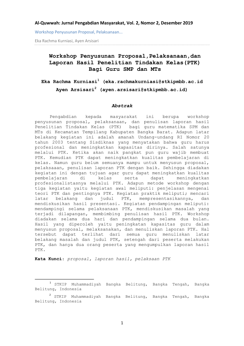 (PDF) Workshop Penyusunan Proposal,Pelaksanaan,dan Laporan Hasil