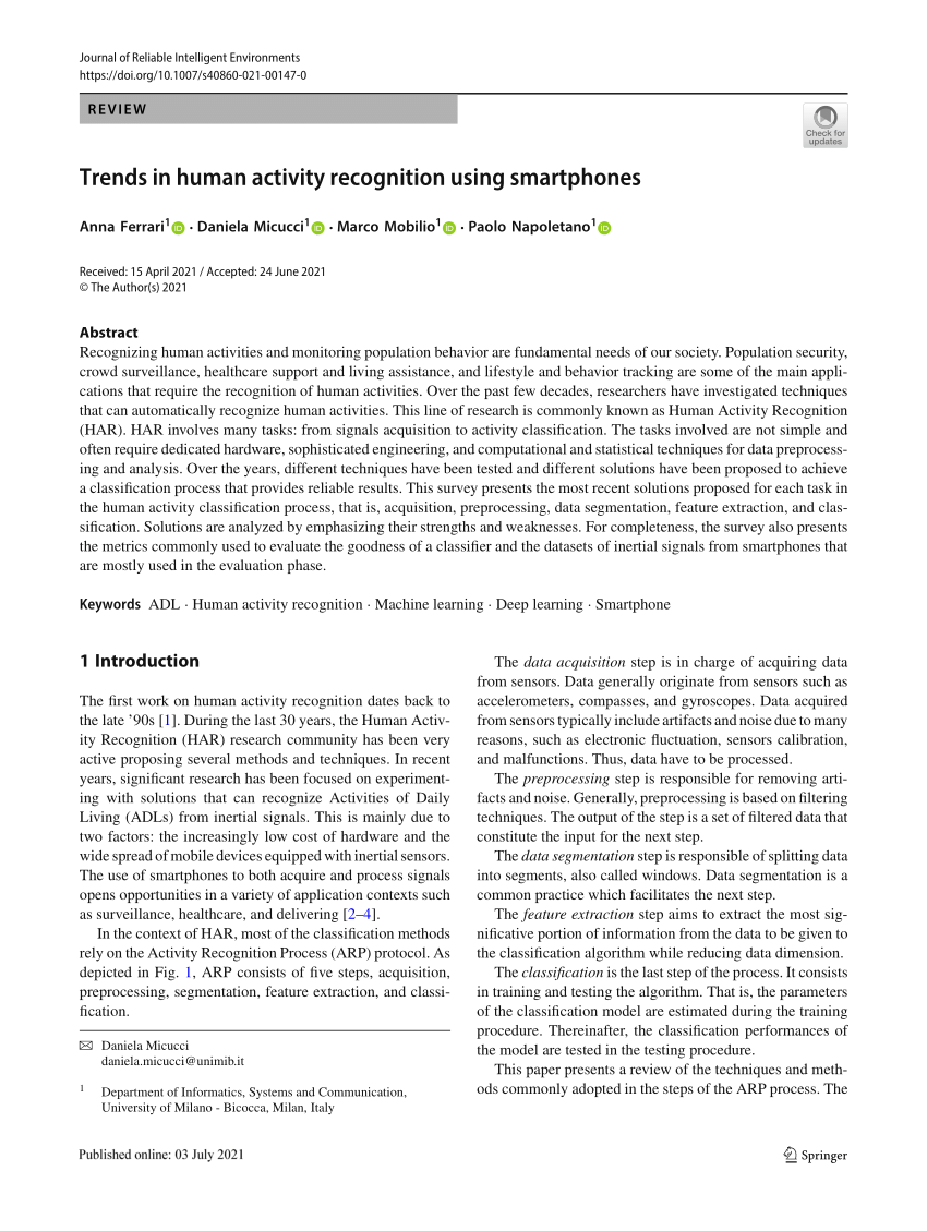 Pdf Trends In Human Activity Recognition Using Smartphones 3415