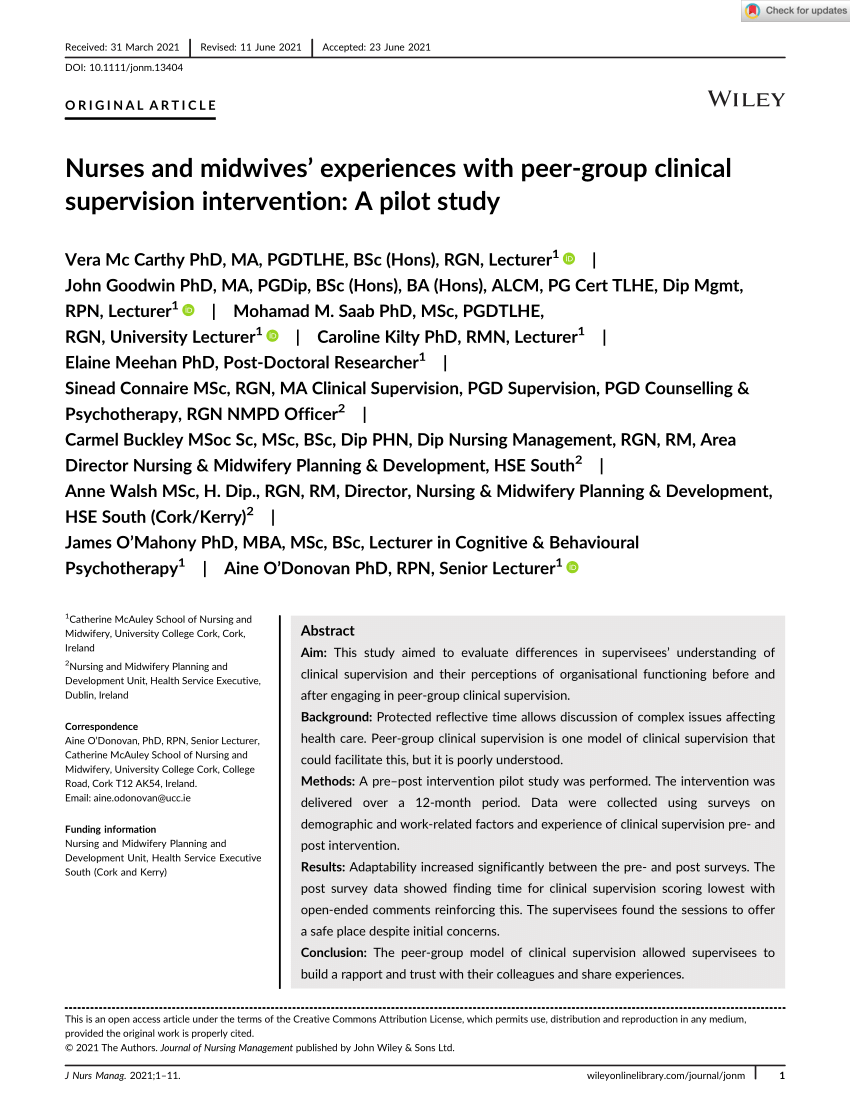 (PDF) Nurses and midwives' experiences with peer-group clinical ...