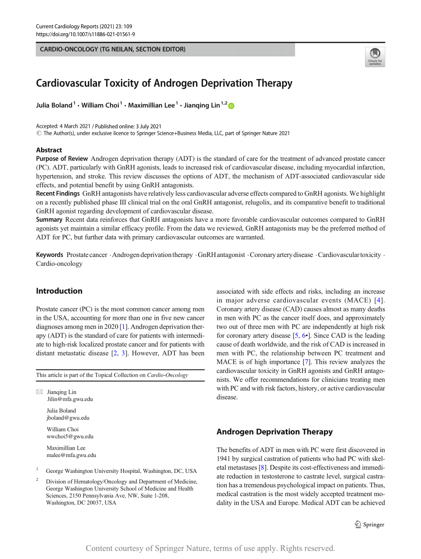 Cardiovascular Toxicity Of Androgen Deprivation Therapy Request Pdf 4588