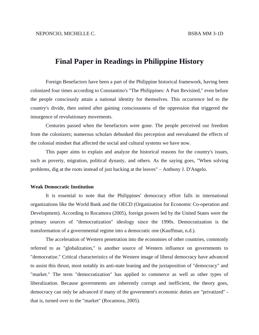 philippine history topics for research paper