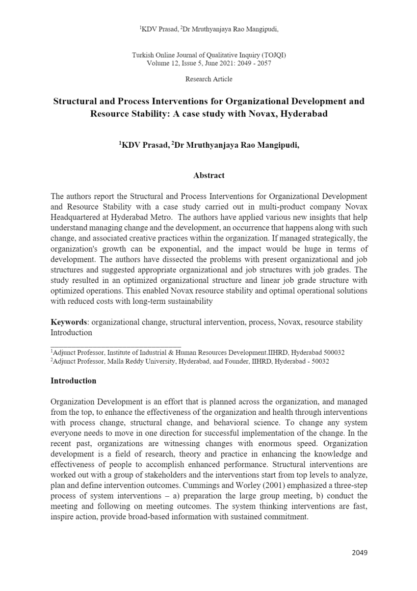 case study organizational development interventions