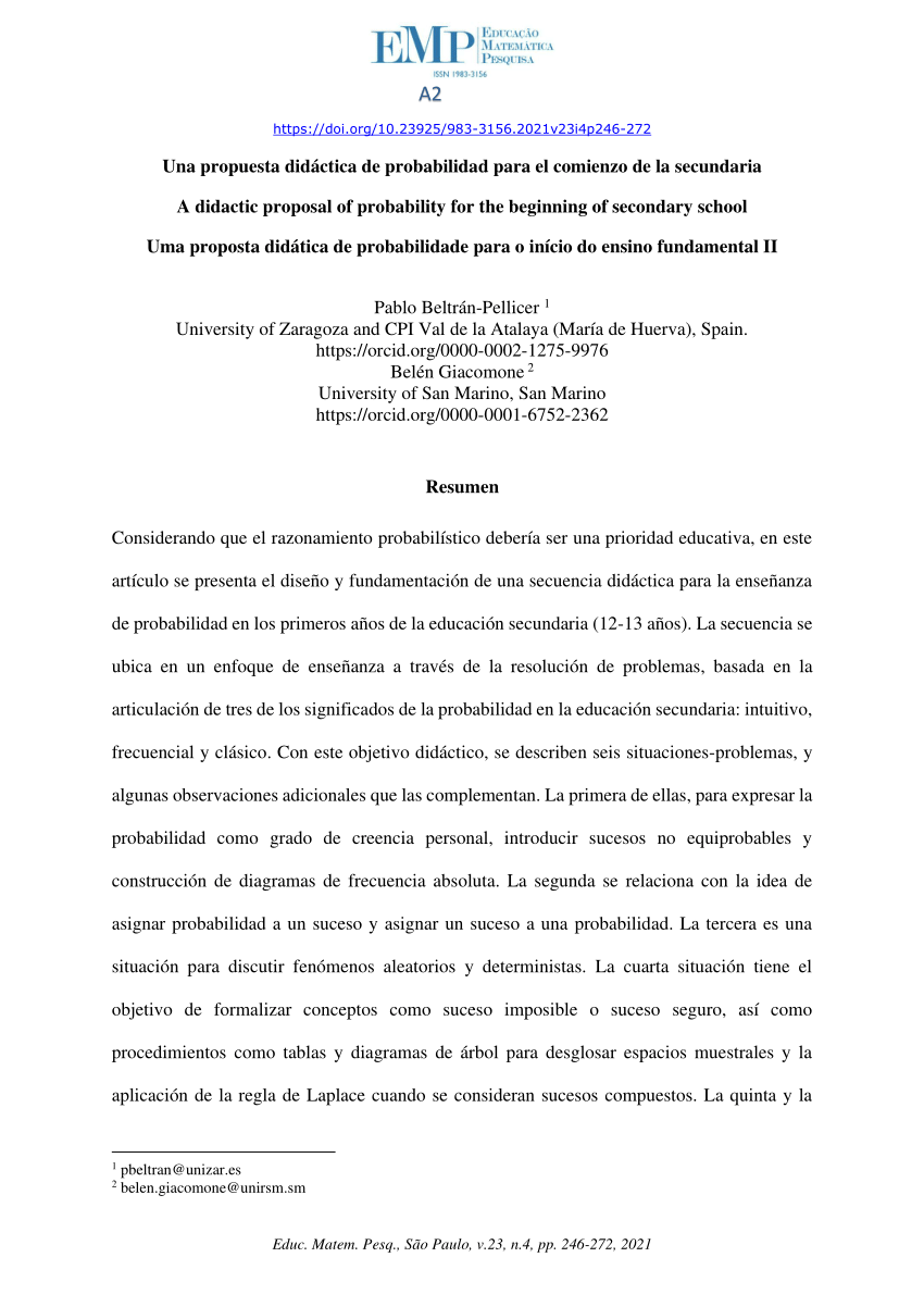 Proyecto de Enseñanza, PDF, Teoría de probabilidad