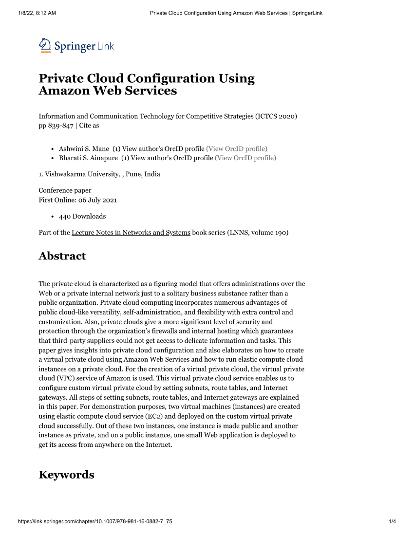 (PDF) Private Cloud Configuration Using Amazon Web Services