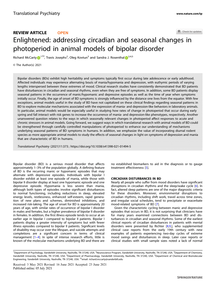 (PDF) Enlightened addressing circadian and seasonal changes in