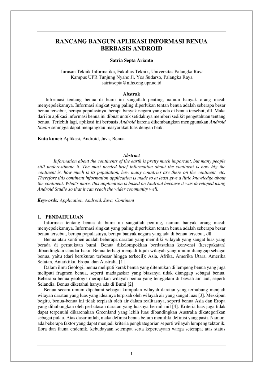 Pdf Rancang Bangun Aplikasi Informasi Benua Berbasis Android 2378