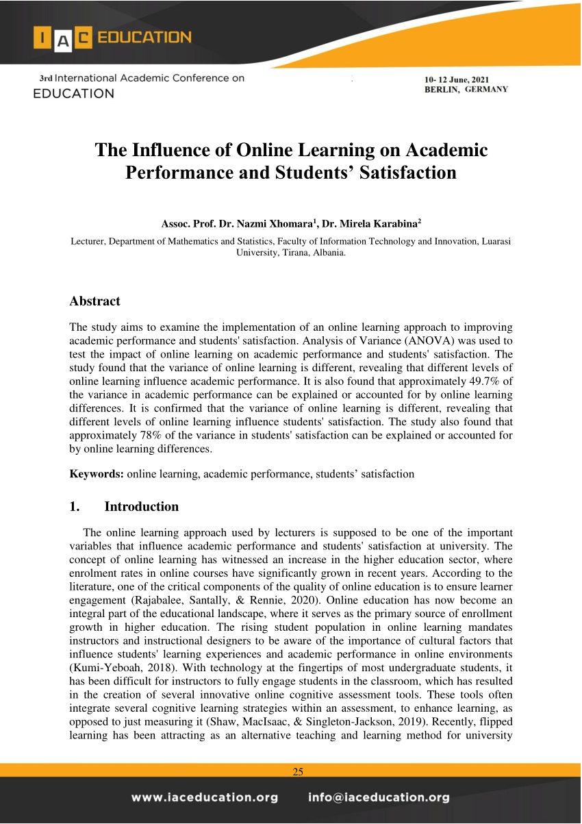 the effects of online learning on student performance thesis