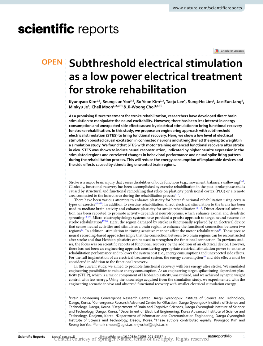 Subthreshold electrical stimulation as a low power electrical