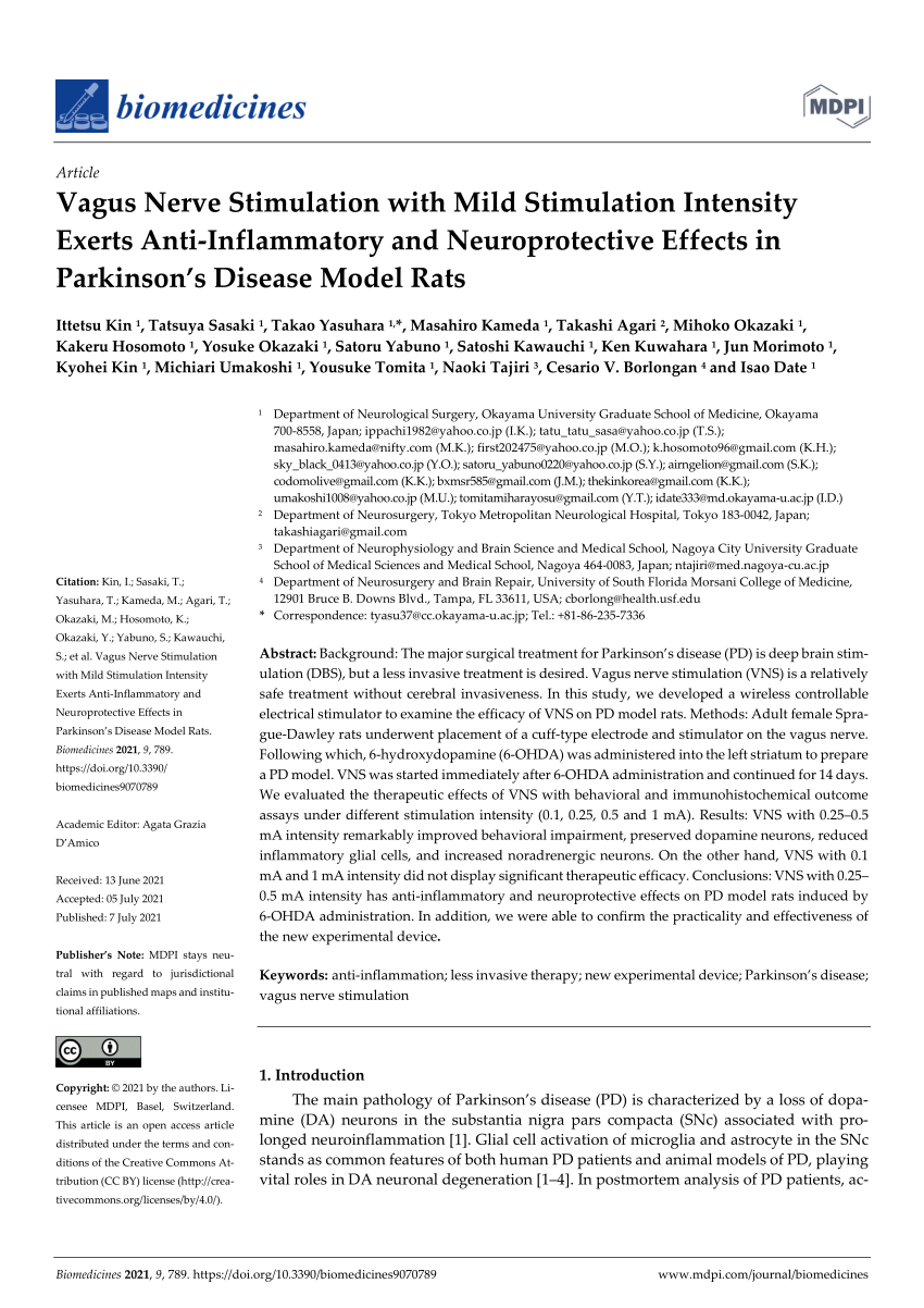 (PDF) Vagus Nerve Stimulation with Mild Stimulation Intensity Exerts ...