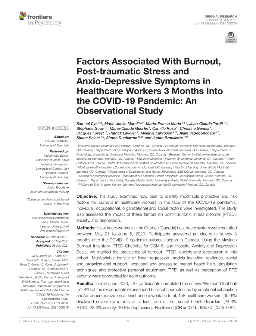 Examining the Impact of the COVID-19 Pandemic on Burnout and