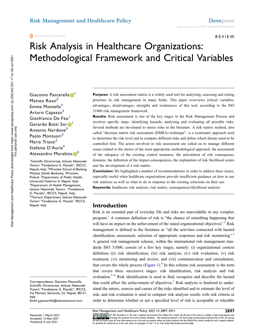 essay on risk management in healthcare