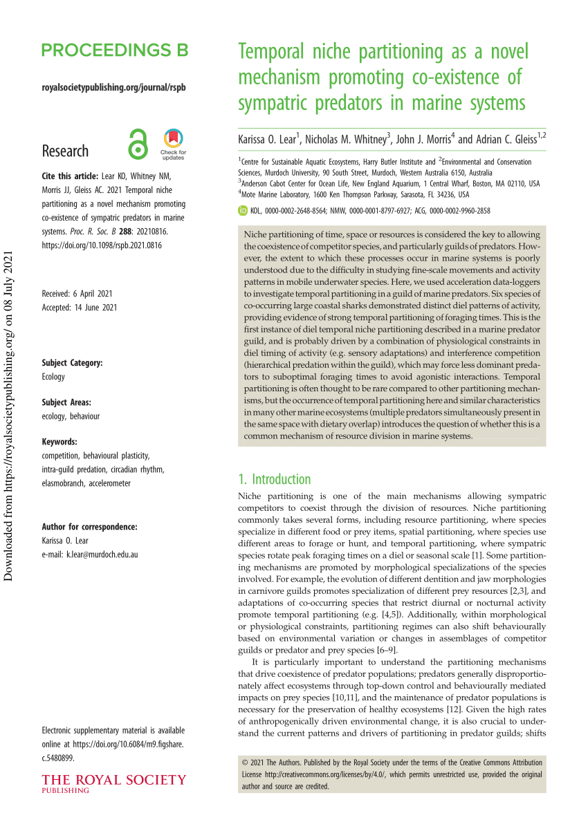 PDF Temporal niche partitioning as a novel mechanism promoting co  