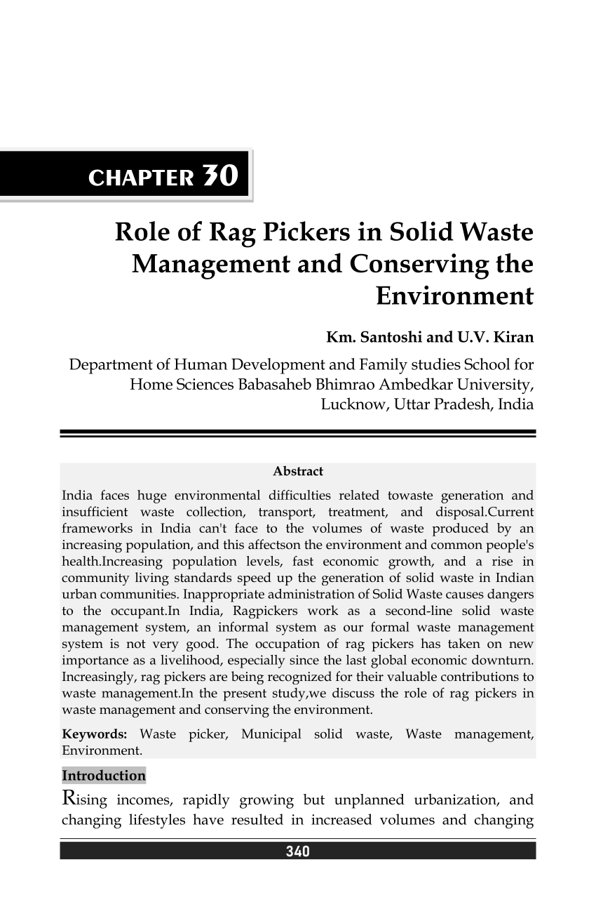 (PDF) Role of Rag Pickers in Solid Waste Management and Conserving the