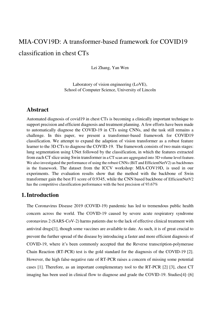 (PDF) MIACOV19D A transformerbased framework for COVID19