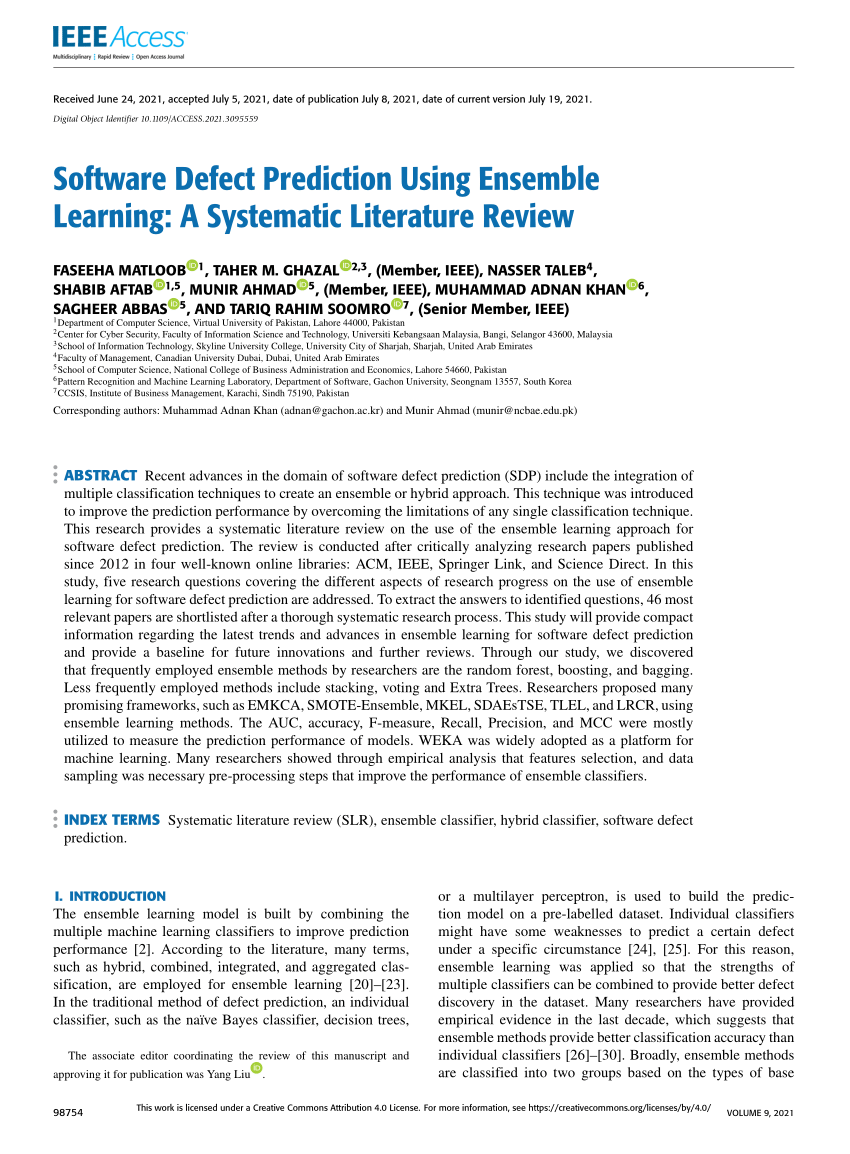 literature review on software defect prediction