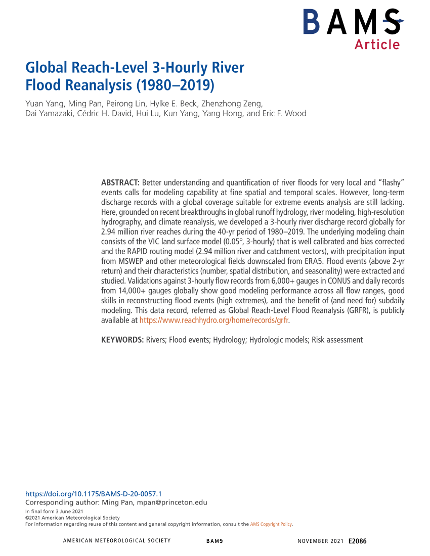 PDF Global Reach Level 3 Hourly River Flood Reanalysis 1980 2019