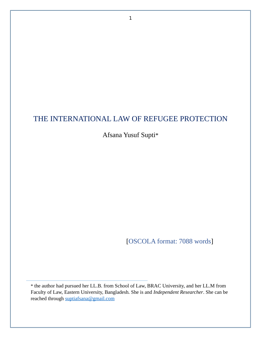 PDF) The International Law of Refugee Protection