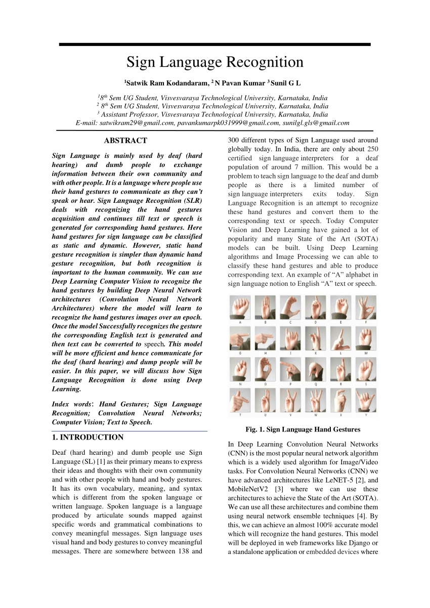 sign language recognition research papers