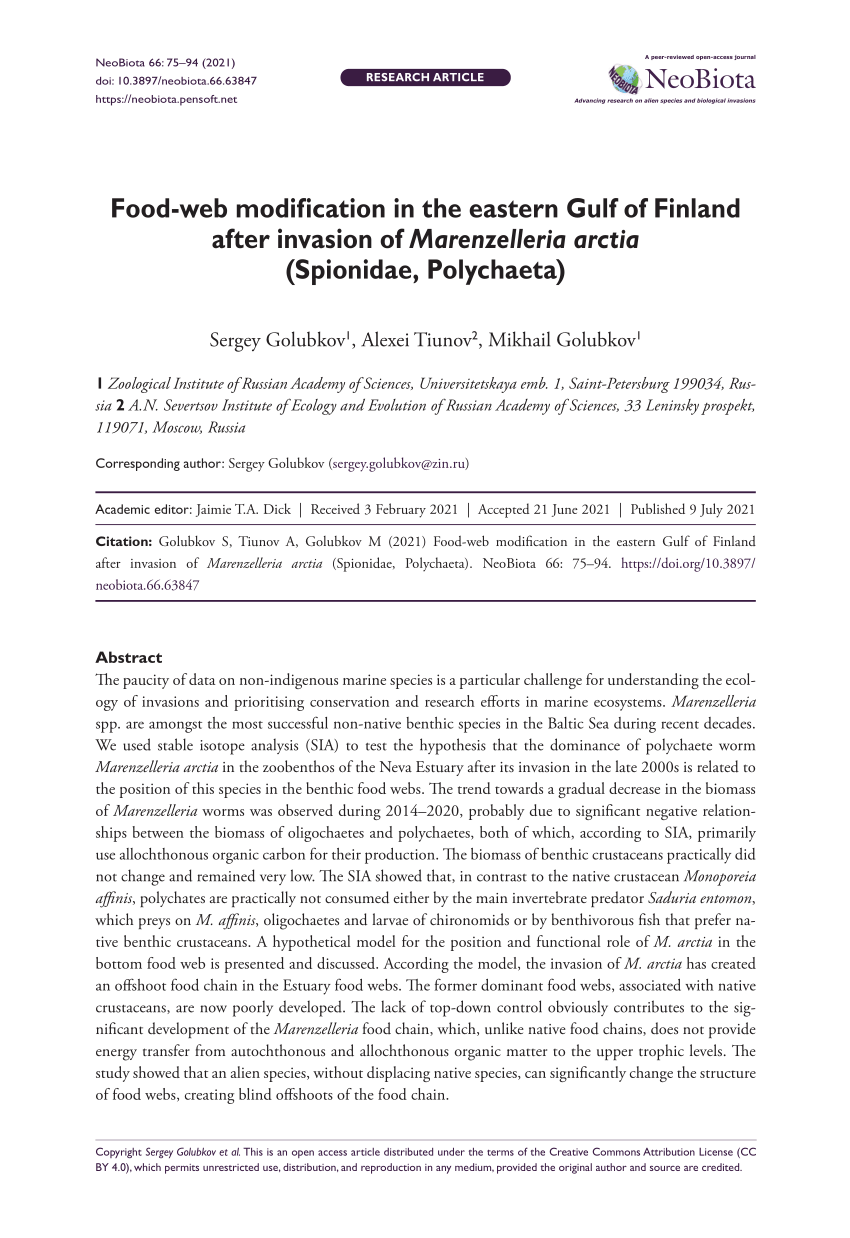 (PDF) Food-web modification in the eastern Gulf of Finland after