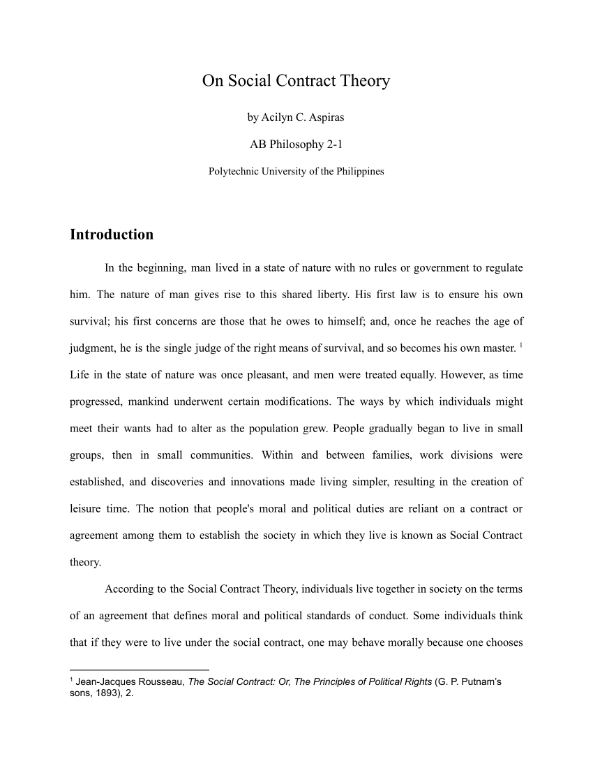 research paper on social contract theory