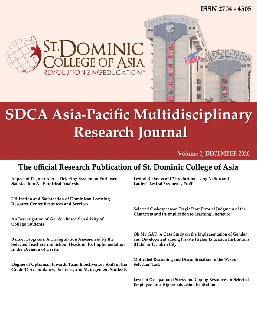 (PDF) SDCA AsiaPacific Multidisciplinary Research Journal Volume 2