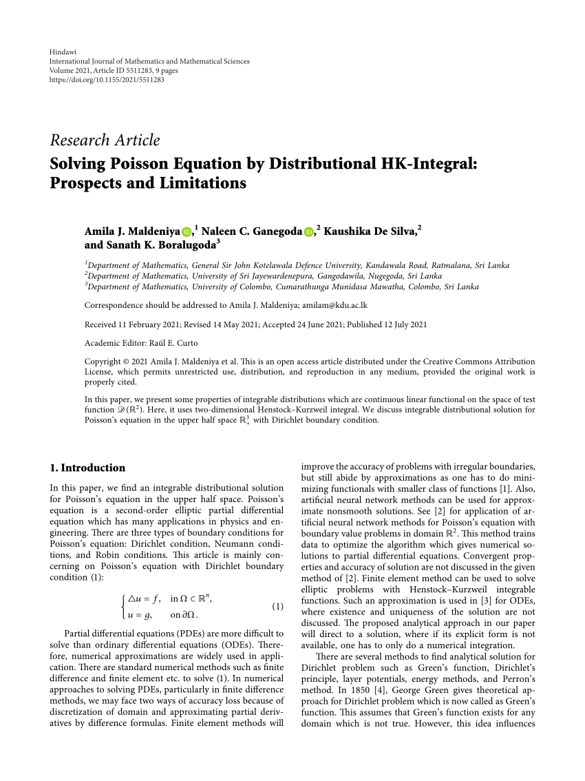 PDF) Solving Poisson Equation by Distributional HK-Integral