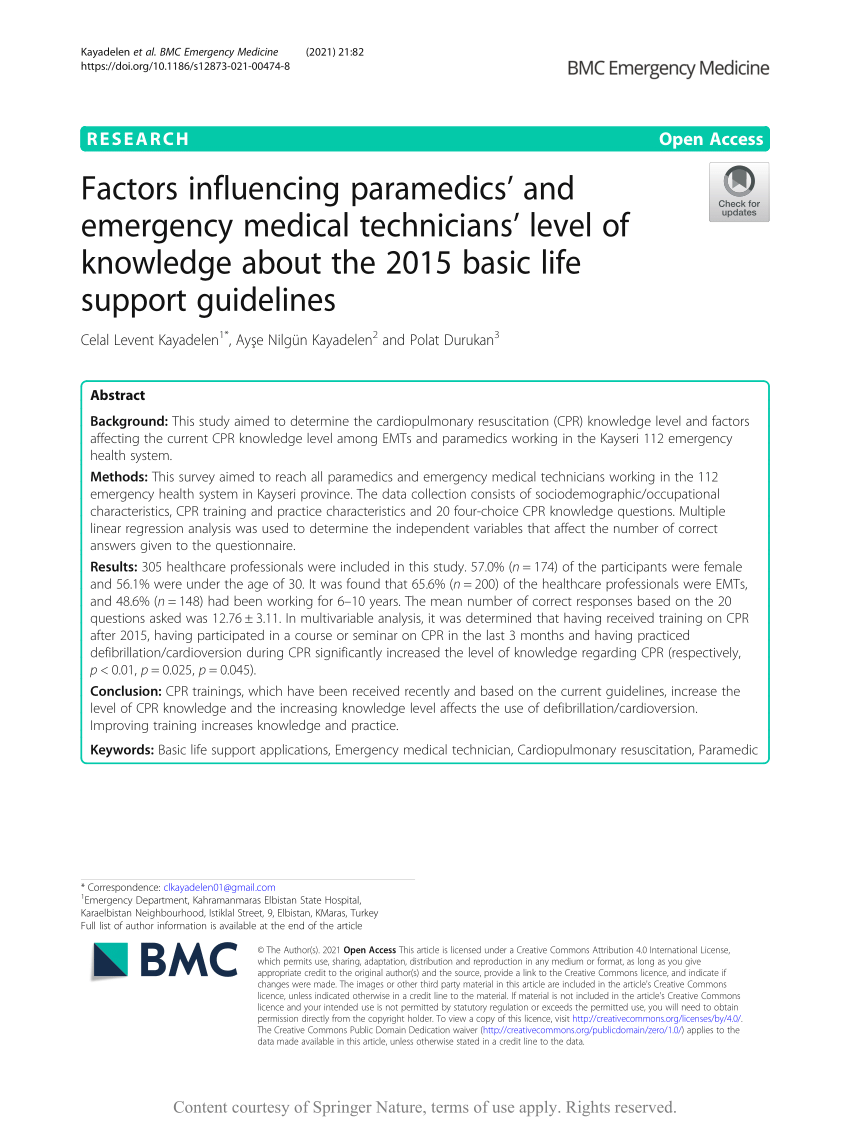 PDF Factors influencing paramedics and emergency medical  