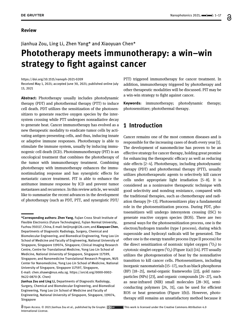 Pdf Phototherapy Meets Immunotherapy A Win Win Strategy To Fight