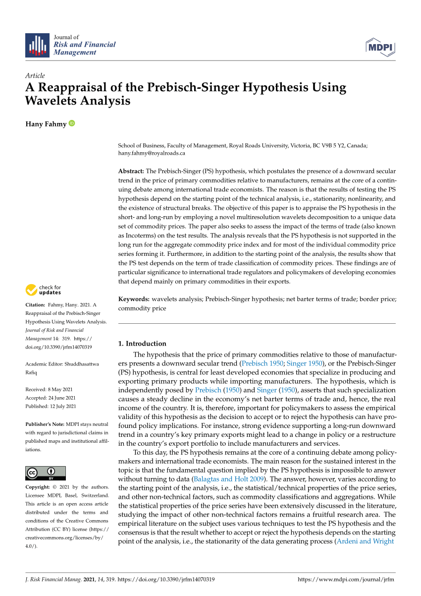 evaluation of prebisch singer hypothesis