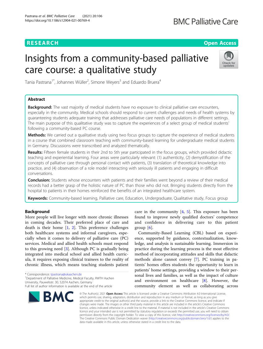 qualitative research study palliative care