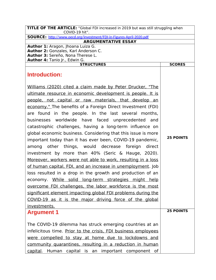 (PDF) Argumentative Essay on International Business and Trade