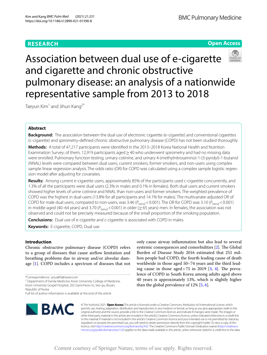 PDF Association between dual use of e cigarette and cigarette and