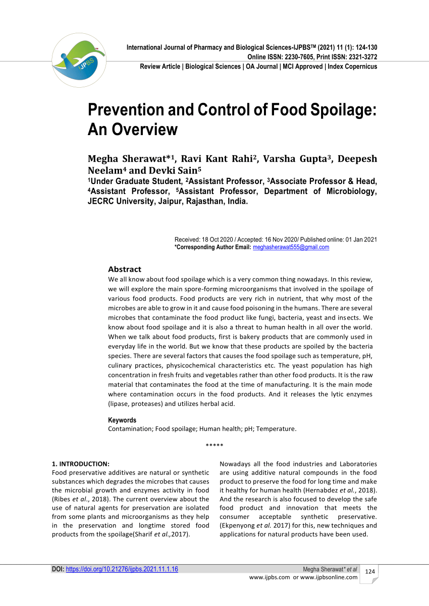 food spoilage research paper