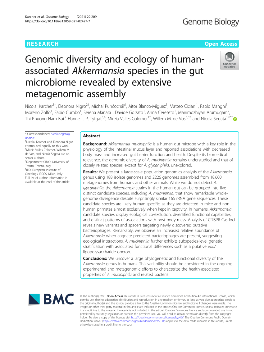 burst barmhjertighed Reparation mulig PDF) Genomic diversity and ecology of human-associated Akkermansia species  in the gut microbiome revealed by extensive metagenomic assembly