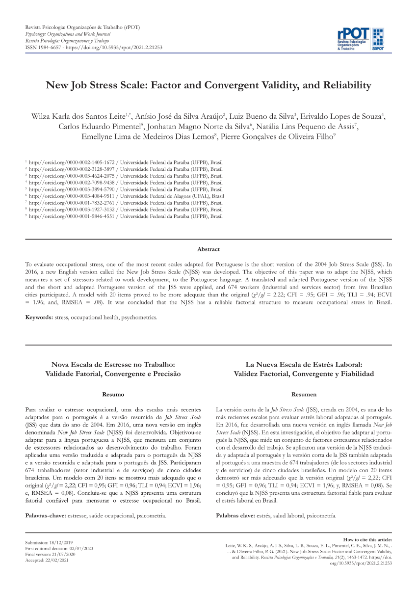 PDF) Development of the New Brief Job Stress Questionnaire