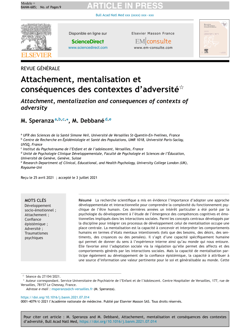 Pdf Attachement Mentalisation Et Consequences Des Contextes D Adversite