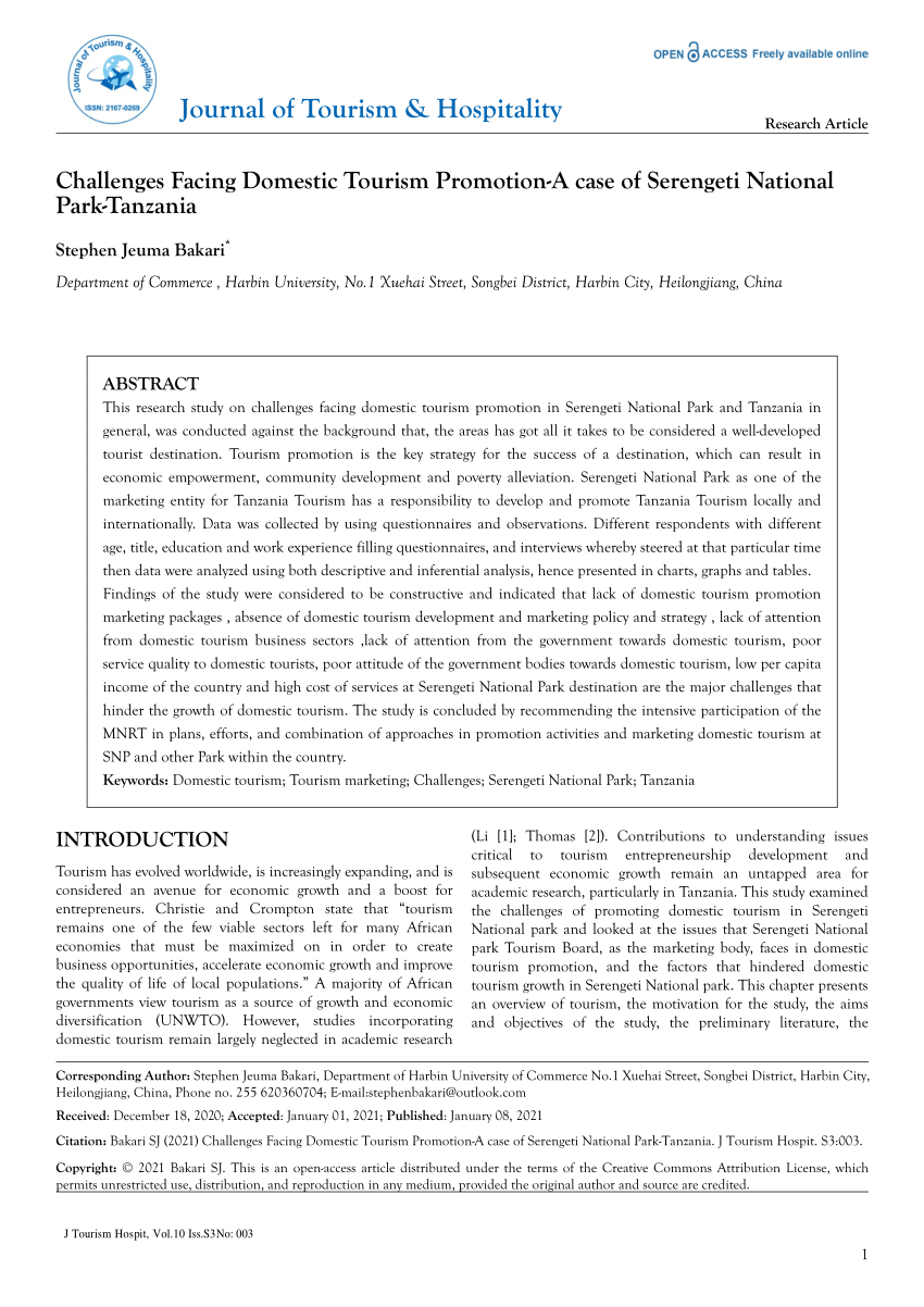 challenges facing tourism industry in tanzania pdf