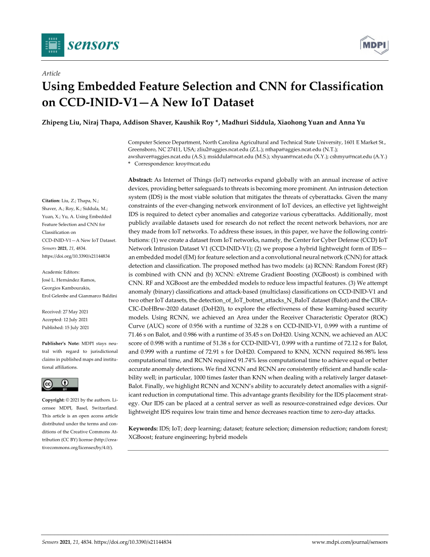 PDF) Using Embedded Feature Selection and CNN for Classification 