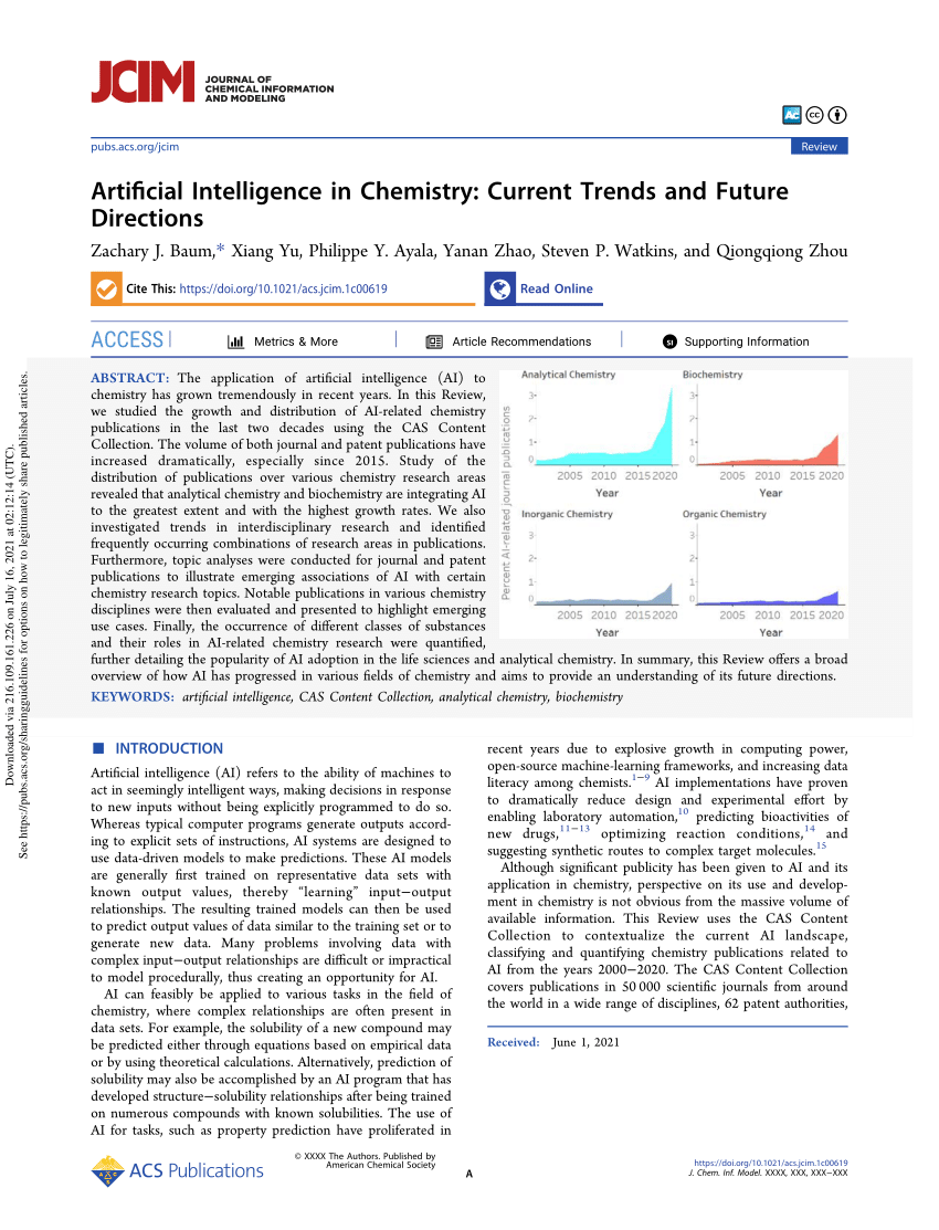 (PDF) Artificial Intelligence in Chemistry Current Trends and Future