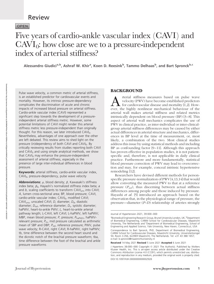 PDF Five years of cardio ankle vascular index CAVI and CAVI0  